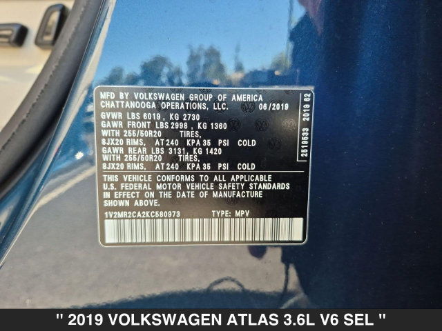 Used 2019 Volkswagen Atlas SEL AWD/4WD image 35