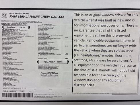 Certified 2022 RAM 1500 Laramie w/ Sport Appearance Package AWD/4WD image 2