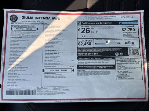 New 2025 Alfa Romeo Giulia Intensa w/ Driving Assist Package image 26