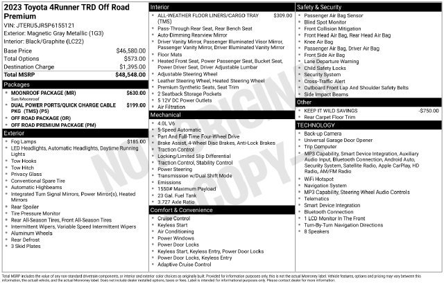 Certified 2023 Toyota 4Runner TRD Off-Road Premium w/ Moonroof Package AWD/4WD image 38