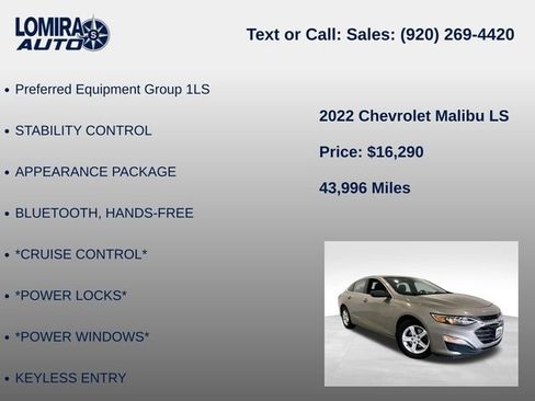 Used 2022 Chevrolet Malibu LS FWD image 8