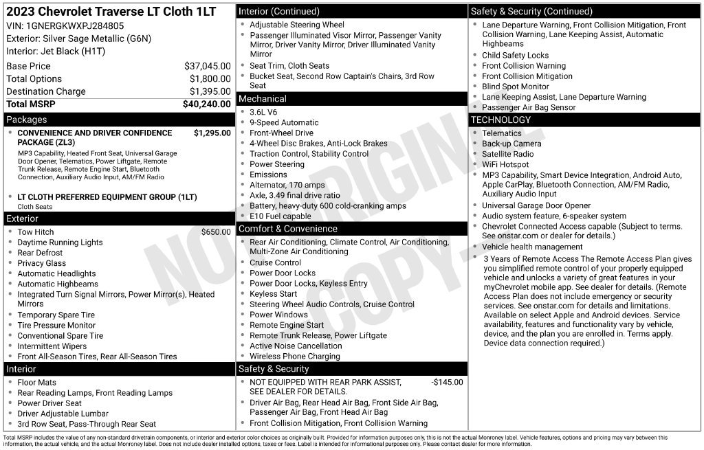 Certified 2023 Chevrolet Traverse LT FWD image 55