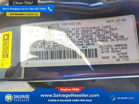 Used 2003 Toyota Land Cruiser AWD/4WD image 17