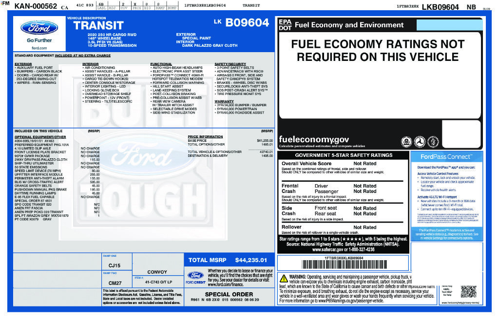 Used 2020 Ford Transit 250 148 High Roof Extended RWD image 9