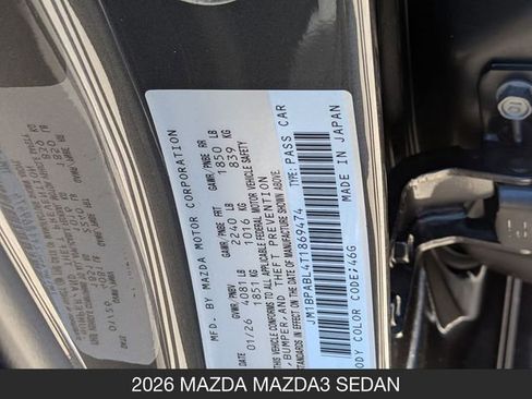 New 2026 MAZDA MAZDA3 2.5 S Sedan w/ Select Sport FWD image 28