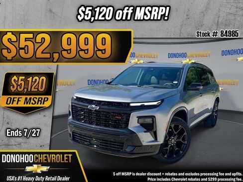 New 2026 Chevrolet Traverse RS w/ LPO, Floor Liner Package FWD image 1