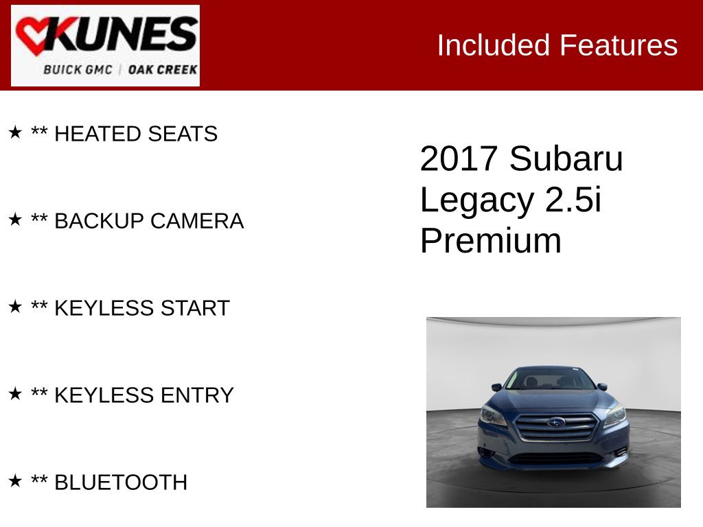 Used 2017 Subaru Legacy 2.5i Premium AWD/4WD image 2