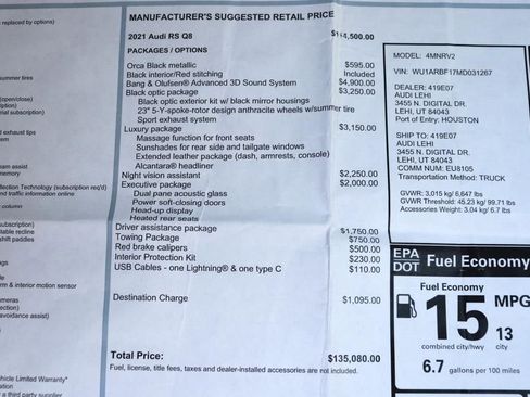 Used 2021 Audi RS Q8 w/ Black Optic Package image 95