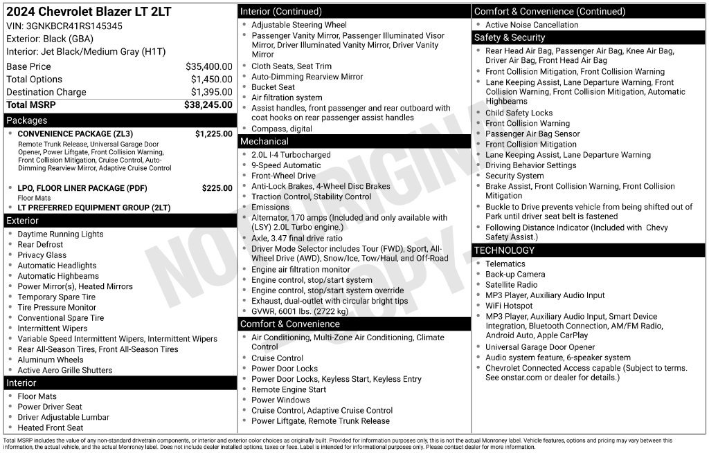 Used 2024 Chevrolet Blazer LT w/ Convenience Package FWD image 29
