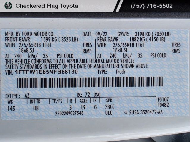 Used 2022 Ford F150 Lariat w/ Equipment Group 502A High AWD/4WD image 21