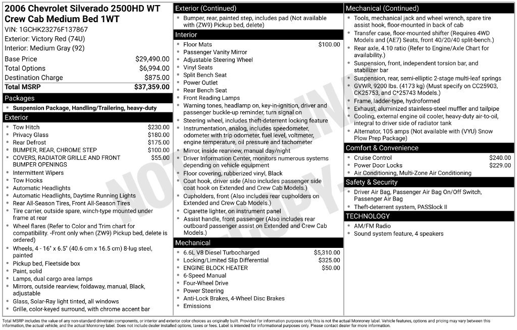 Used 2006 Chevrolet Silverado 2500 W/T AWD/4WD image 28
