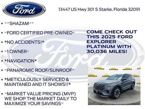 Certified 2025 Ford Explorer Platinum w/ LUX Leather Package AWD/4WD image 6