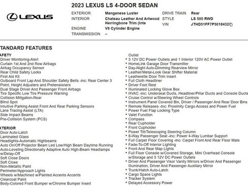 Used 2023 Lexus LS 500 w/ Interior Upgrade Package RWD image 18