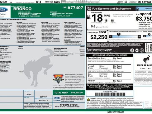 Used 2021 Ford Bronco Black Diamond image 3