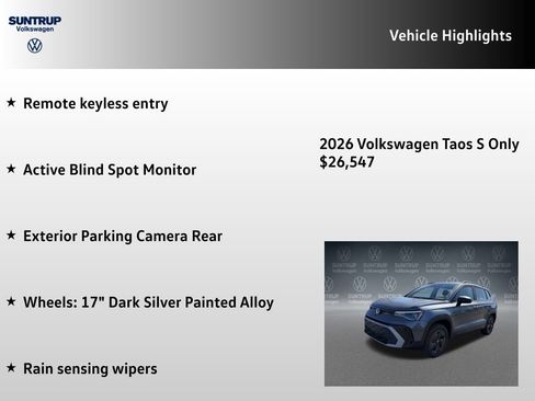 New 2026 Volkswagen Taos S FWD image 7