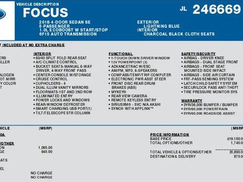 Used 2018 Ford Focus SE w/ Cold Weather Package image 2