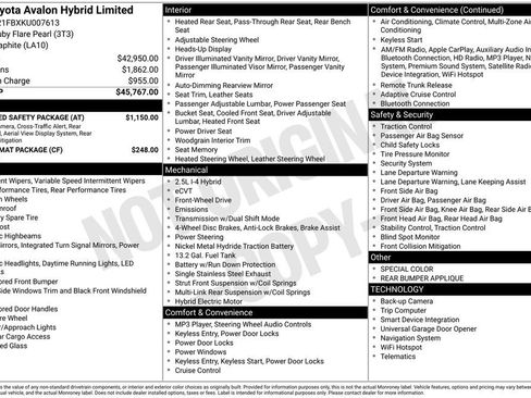 Used 2019 Toyota Avalon Limited w/ Advanced Safety Package image 35