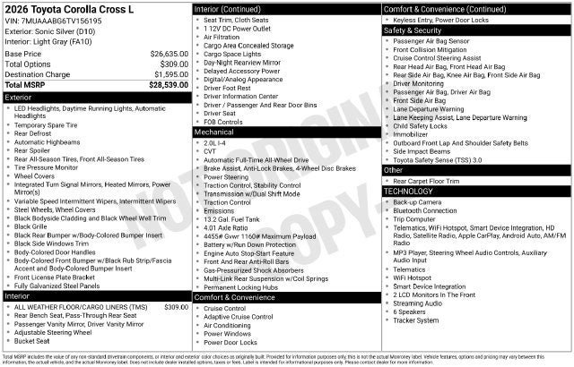 Certified 2026 Toyota Corolla Cross L AWD/4WD image 7
