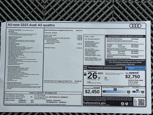 Used 2025 Audi A5 2.0T Premium w/ Convenience Package AWD/4WD image 10