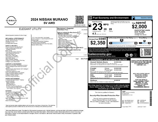 Used 2024 Nissan Murano SV w/ SV Midnight Edition Package AWD/4WD image 5