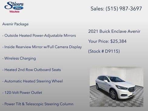 Used 2021 Buick Enclave Avenir w/ LPO, Floor Liner Package FWD image 16