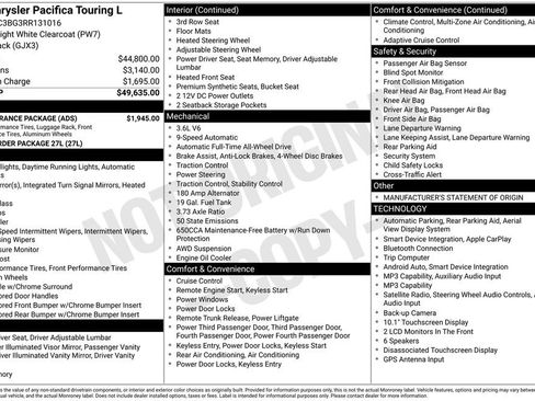 Used 2024 Chrysler Pacifica Touring-L w/ S Appearance Package AWD/4WD image 73