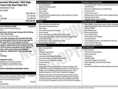 Used 2021 Chevrolet Silverado 1500 High Country w/ Technology Package AWD/4WD image 32