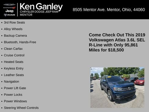 Used 2019 Volkswagen Atlas SEL R-Line AWD/4WD image 5