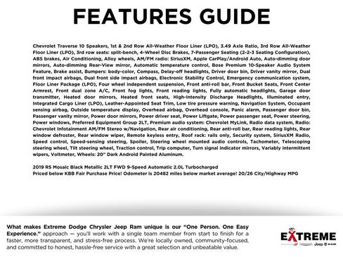 Used 2019 Chevrolet Traverse RS w/ LPO, Floor Liner Package image 2