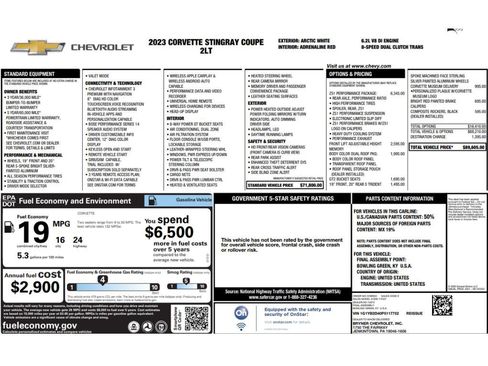 Used 2023 Chevrolet Corvette Stingray Preferred Cpe w/ Z51 Performance Package RWD image 2