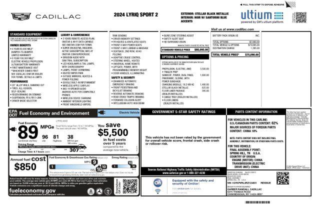Used 2024 Cadillac Lyriq Sport w/ LPO, Floor Liner Package AWD/4WD image 3