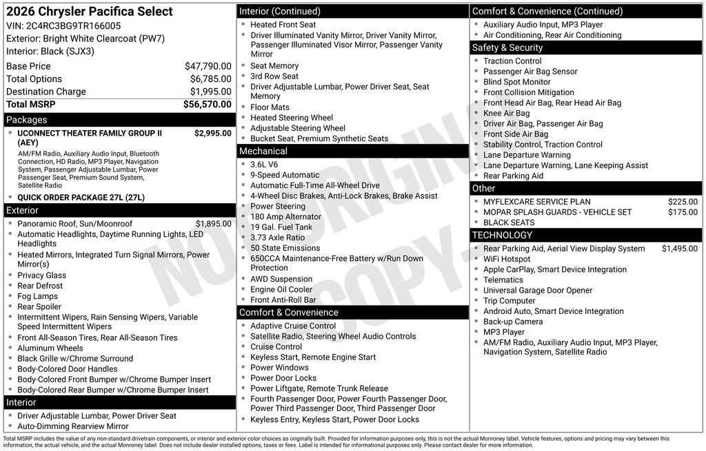 New 2026 Chrysler Pacifica Select AWD/4WD image 6