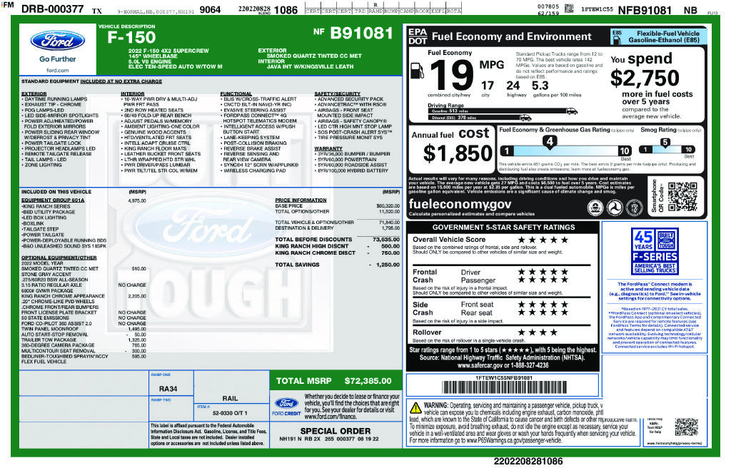 Used 2022 Ford F150 King Ranch w/ Equipment Group 601A High RWD image 6