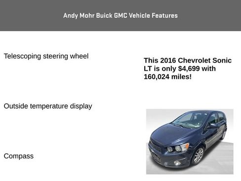 Used 2016 Chevrolet Sonic LT w/ Wheels and Fog Lamp Package FWD image 8