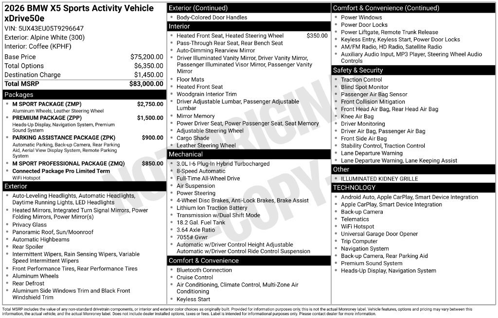 Used 2026 BMW X5 xDrive50e w/ M Sport Package AWD/4WD image 6