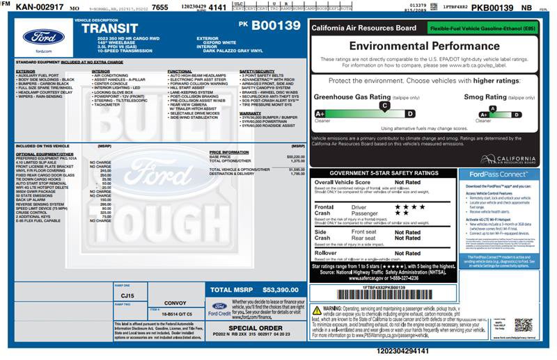 Used 2023 Ford Transit 350 148 High Roof Extended DRW RWD image 3