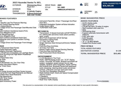 Used 2023 Hyundai Santa Fe SEL AWD/4WD image 3