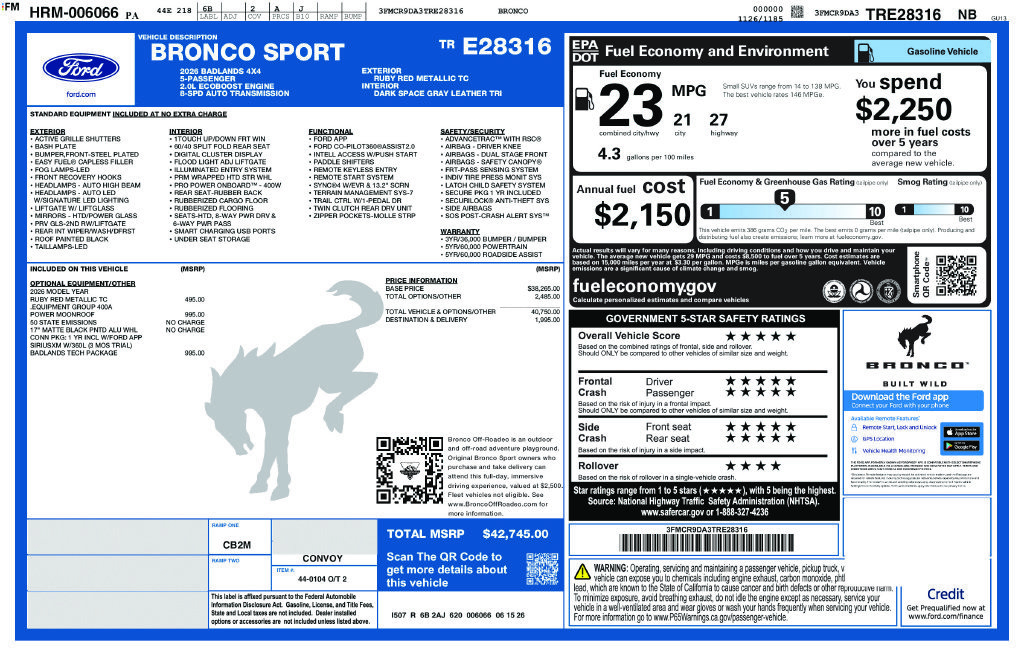 New 2026 Ford Bronco Sport Badlands w/ Badlands Tech Package AWD/4WD image 6