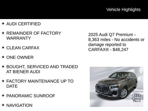 Certified 2025 Audi Q7 2.0T Premium w/ Convenience Package image 9
