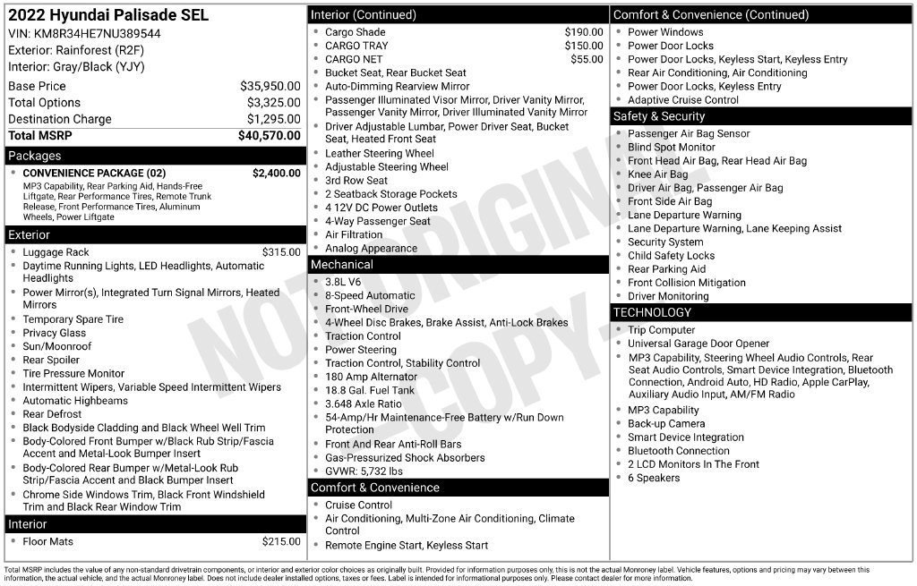 Used 2022 Hyundai Palisade SEL w/ Convenience Package FWD image 4