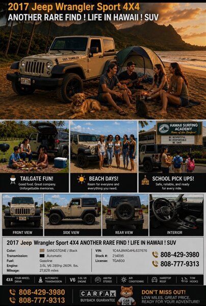 Used 2017 Jeep Wrangler Sport w/ Quick Order Package 24S AWD/4WD image 15