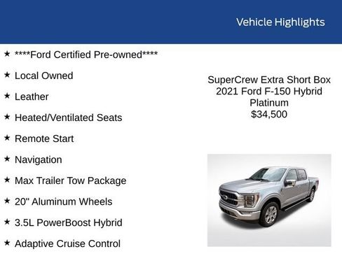 Used 2021 Ford F150 Platinum w/ Equipment Group 701A High AWD/4WD image 2