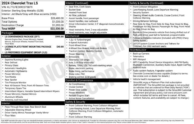 Used 2024 Chevrolet Trax LS w/ LS Convenience Package FWD image 13