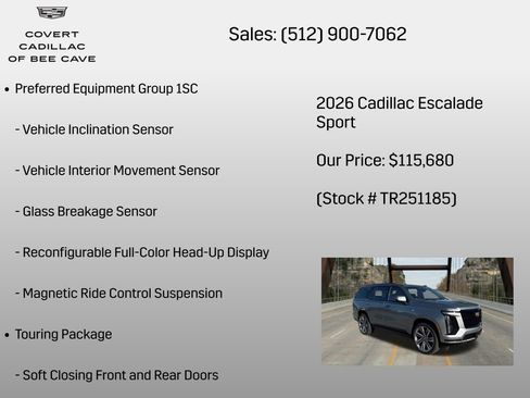 New 2026 Cadillac Escalade Sport w/ Touring Package AWD/4WD image 18