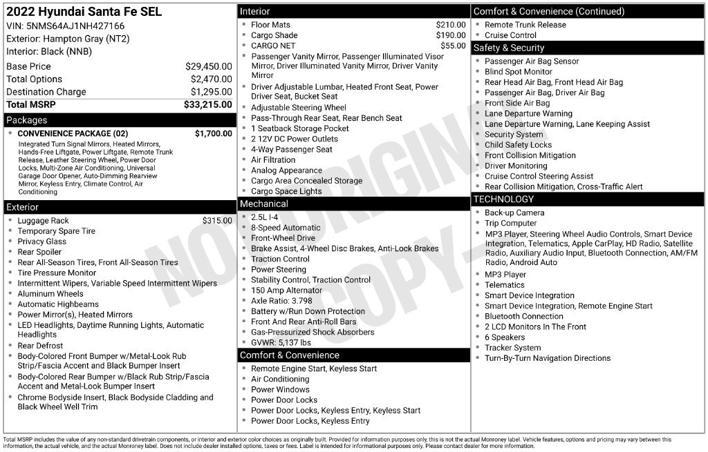 Used 2022 Hyundai Santa Fe SEL w/ Convenience Package FWD image 6