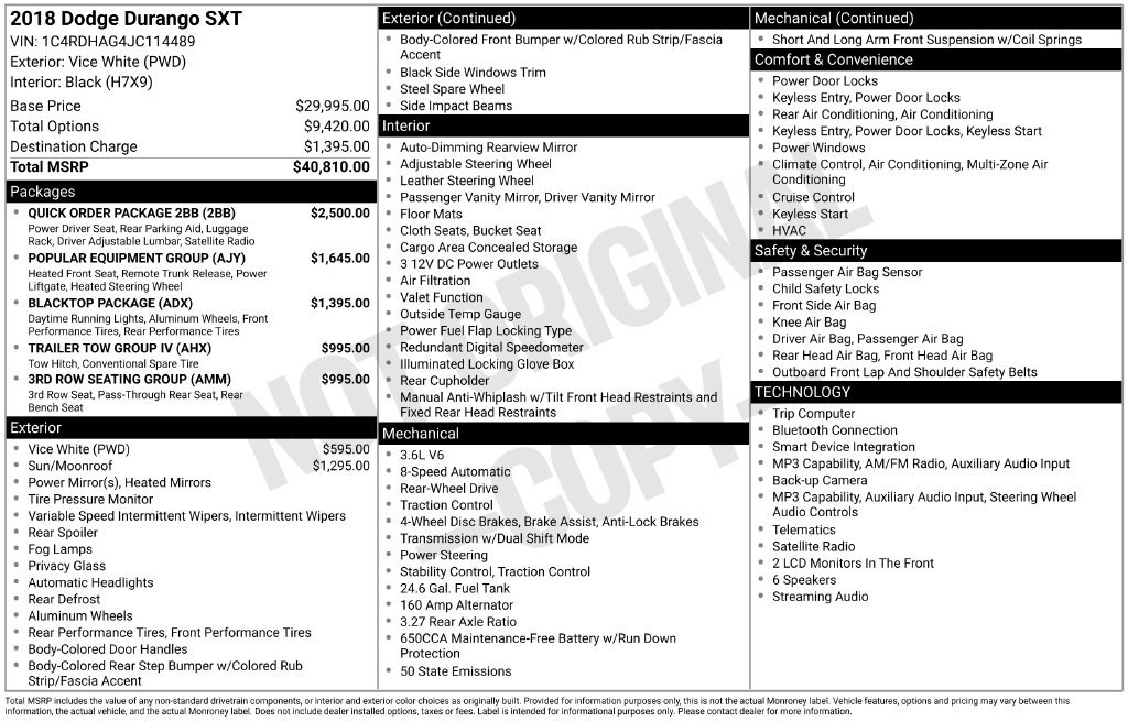 Used 2018 Dodge Durango SXT w/ Quick Order Package 2BB RWD image 17