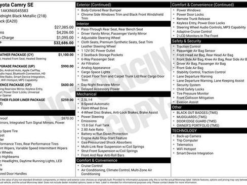 Used 2022 Toyota Camry SE w/ Cold Weather Package FWD image 35