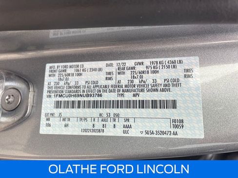 Certified 2022 Ford Escape SEL image 29