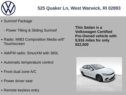 Certified 2025 Volkswagen Jetta SE w/ Sunroof Package image 7