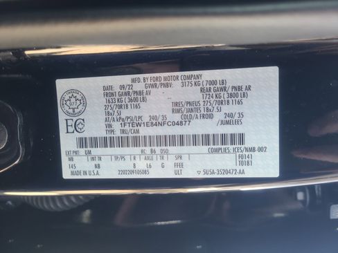 Certified 2022 Ford F150 Tremor w/ Equipment Group 402A High image 25